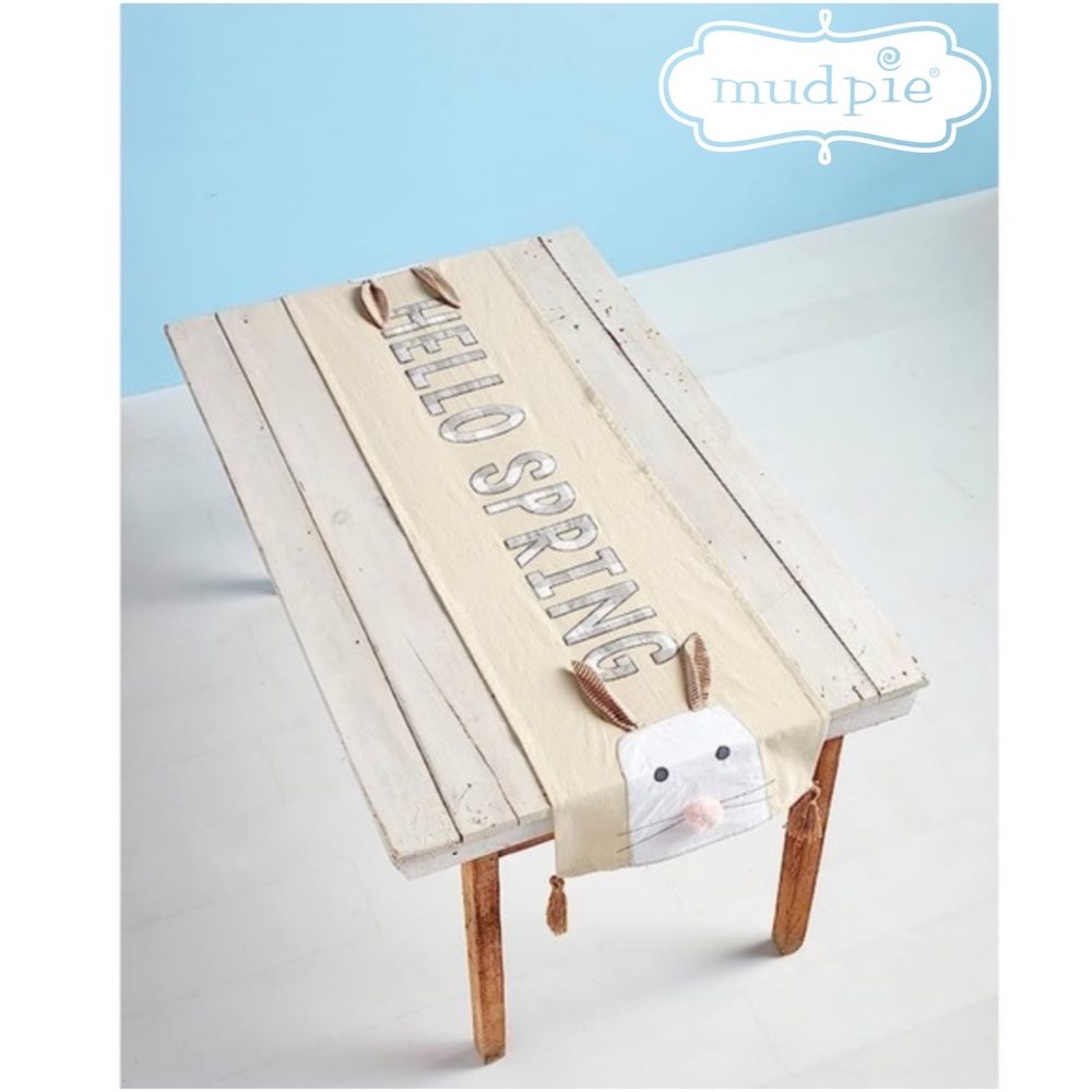 Mud Pie Hello Spring Bunny Table Runner